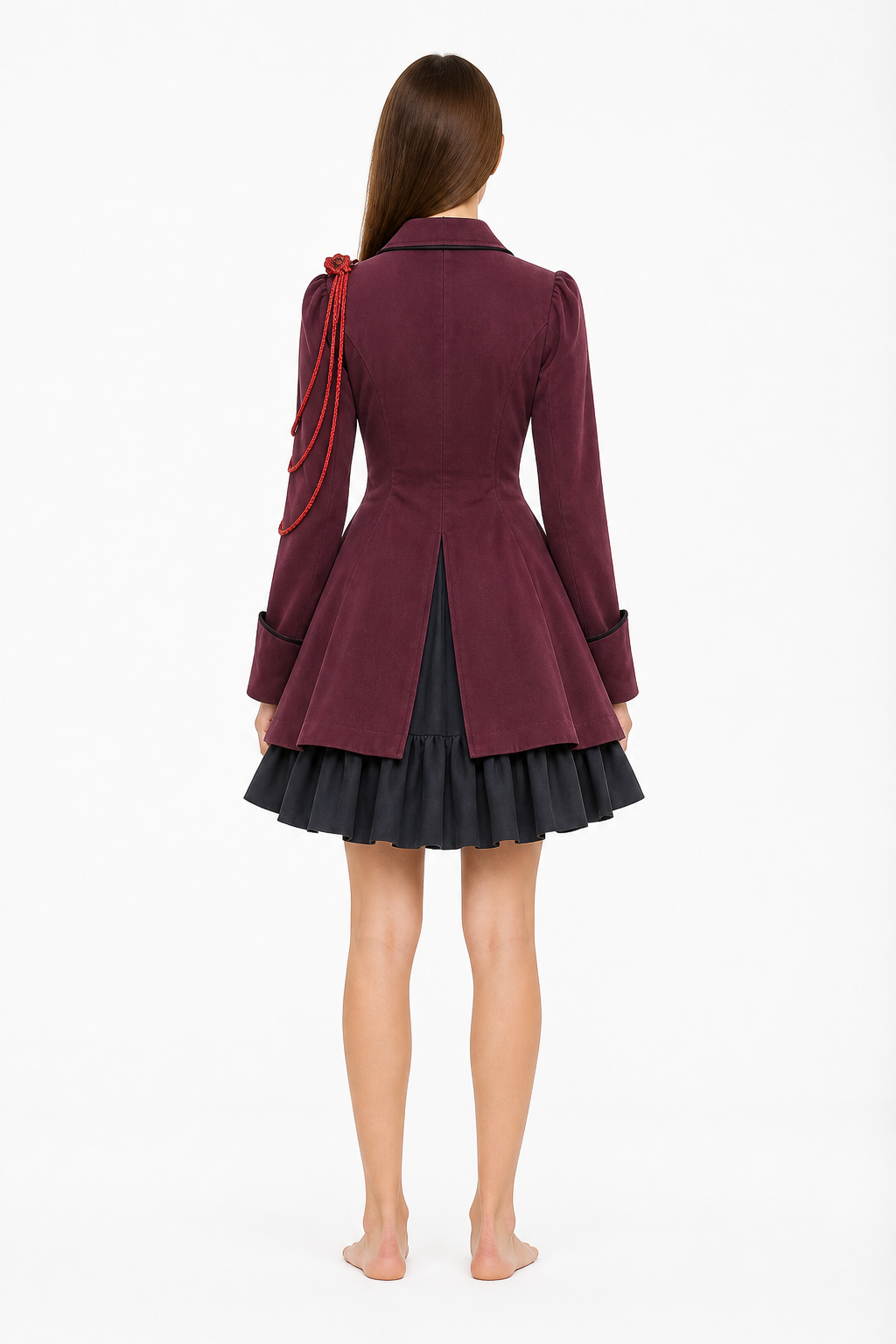 Gothic Long-Sleeve Dress with Double Rows of Buttons
