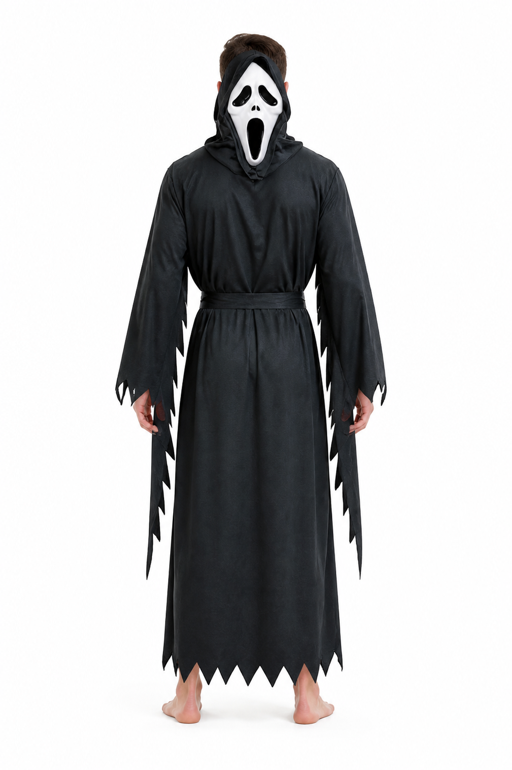 Hooded Ghost Costume with Mask for Halloween back view