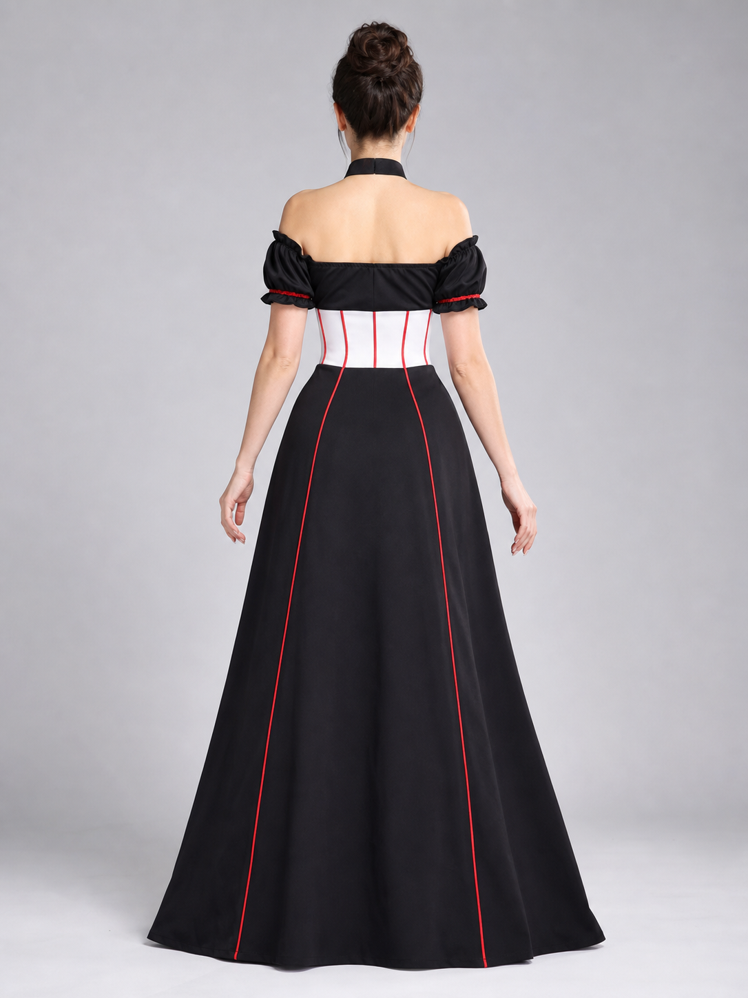 Retro Costume with Corset Dress and Accessories back view
