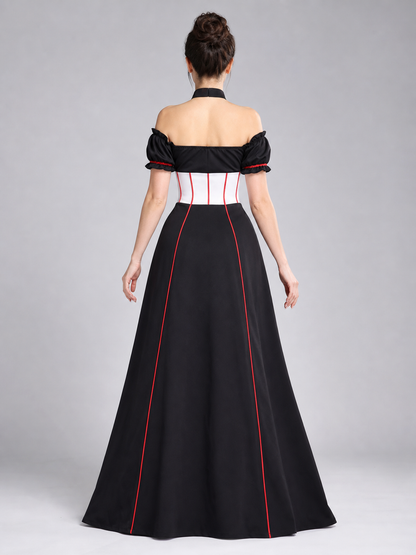 Retro Costume with Corset Dress and Accessories back view