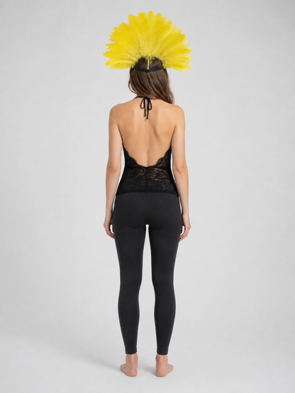 Carnival Headpiece with Feathers and Mask back view
