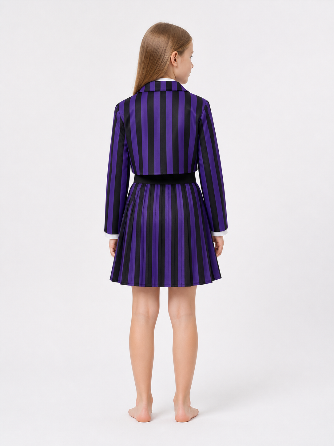 Purple and Black Striped Carnival Costume for Cosplay back view