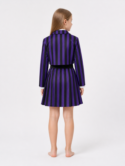 Purple and Black Striped Carnival Costume for Cosplay back view