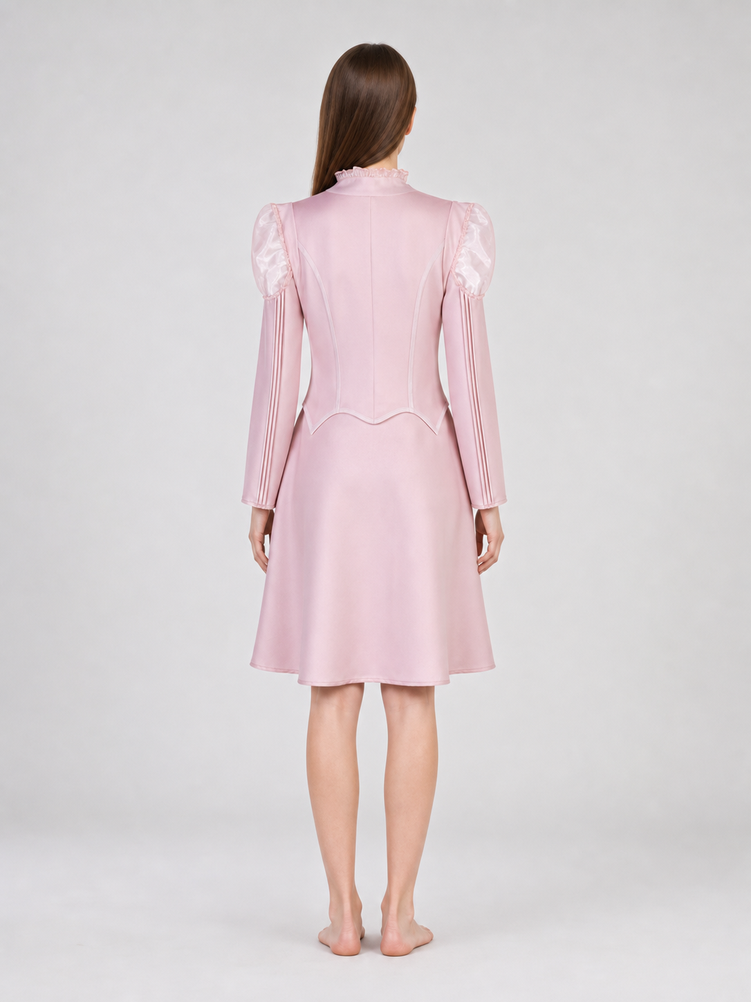 Glinda Cosplay Costume, Pink Dress with Puff Sleeves