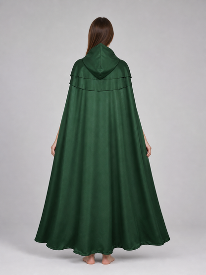 Dark Green Hooded Cape with Pendant