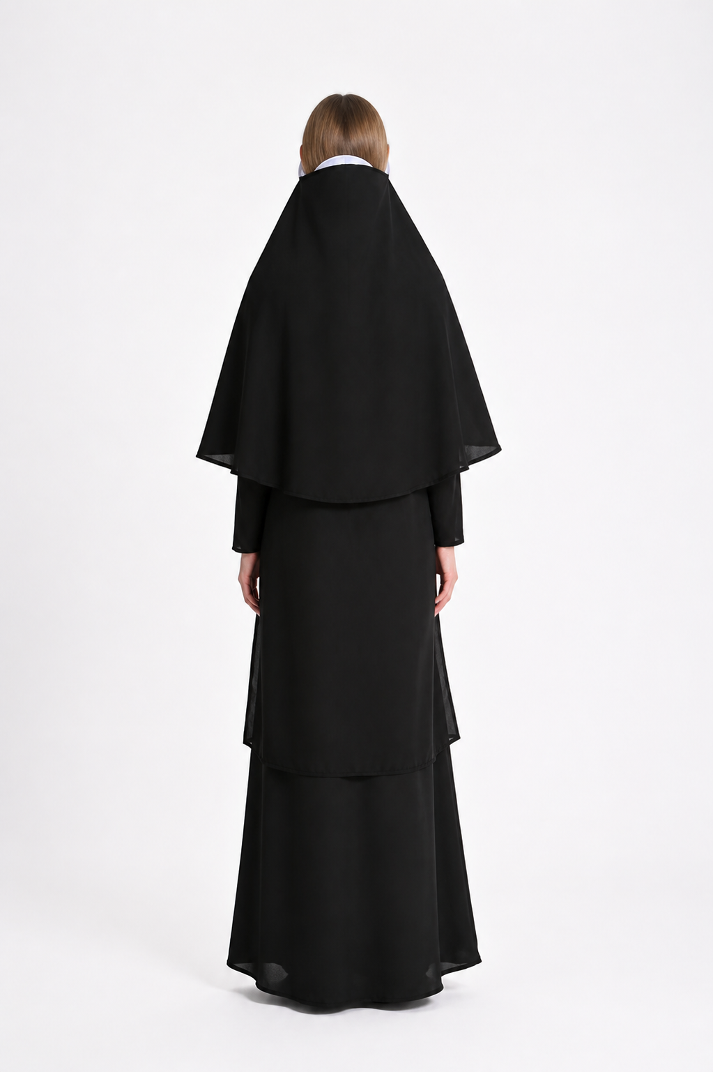 Carnival Nun Costume with White Headdress back view