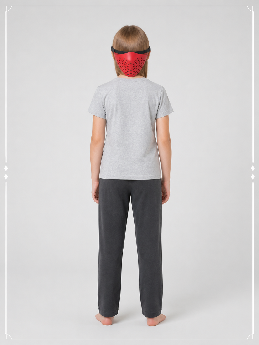 Red Carnival Mask with Mesh Pattern for Cosplay back view
