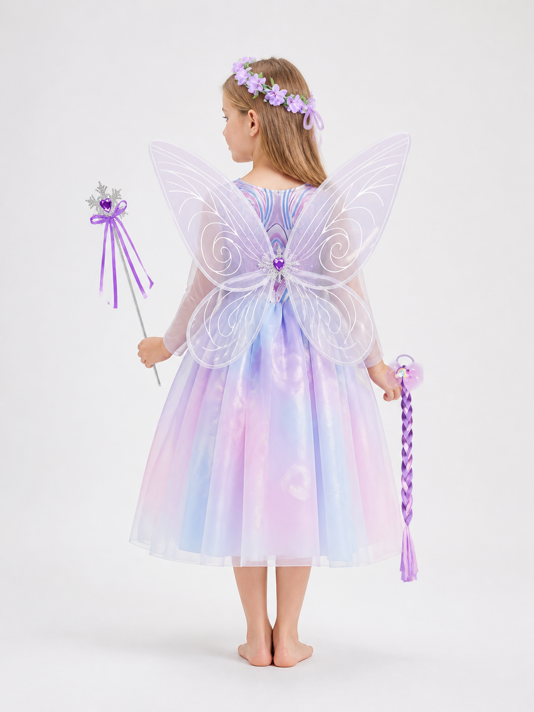 Fairy Princess Costume with Butterfly Wings back view
