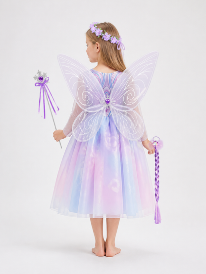 Fairy Princess Costume with Butterfly Wings back view