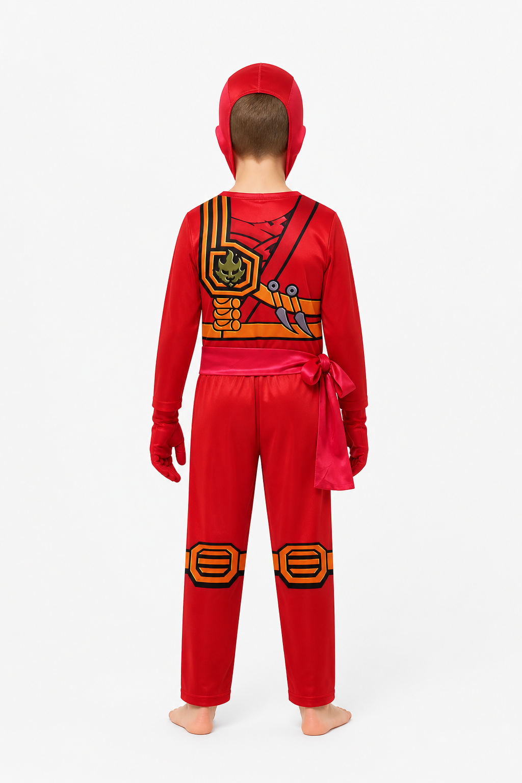 Ninja Costume Jumpsuit with Mask and Gloves back view
