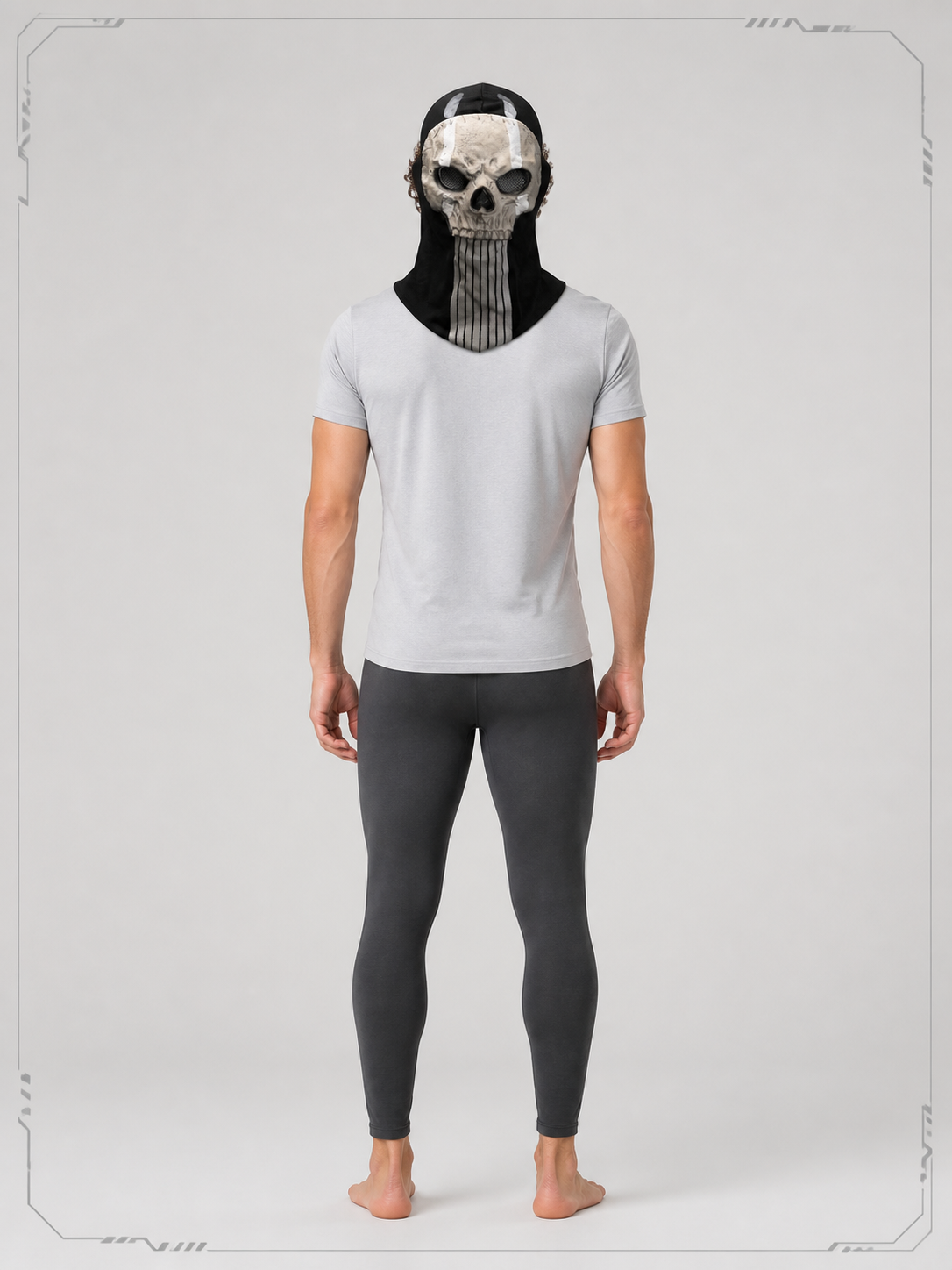 Halloween Skull Mask, Gray and White back view