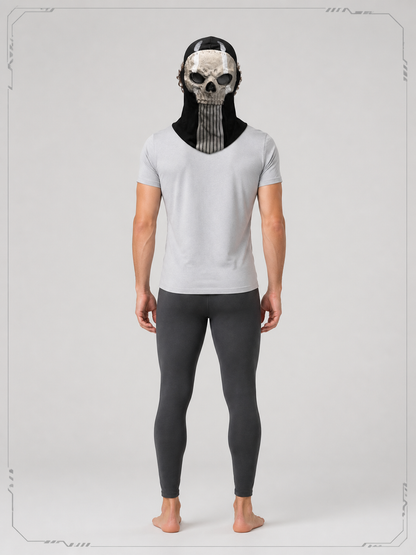 Halloween Skull Mask, Gray and White back view