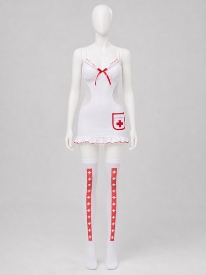 White Medical-Style Costume with a Red Cross