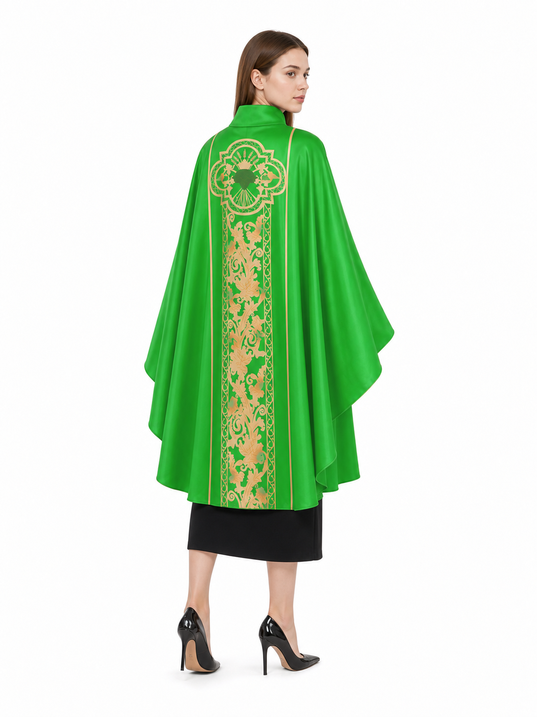 Green Carnival Cloak with High Collar