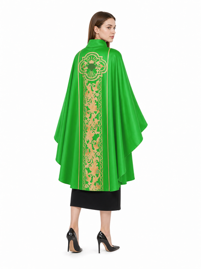 Green Carnival Cloak with High Collar