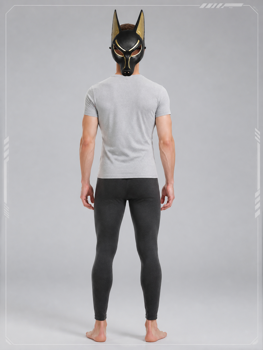 Black and Gold Anubis Carnival Mask for Halloween back view