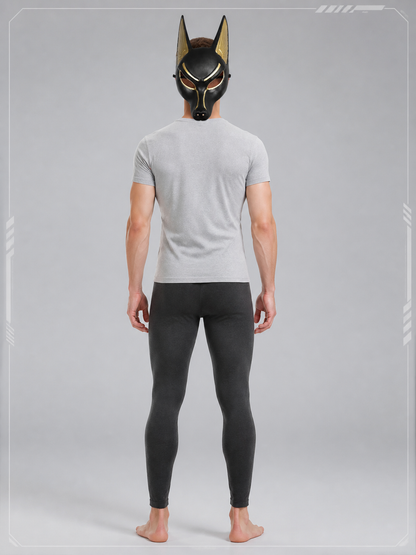 Black and Gold Anubis Carnival Mask for Halloween back view