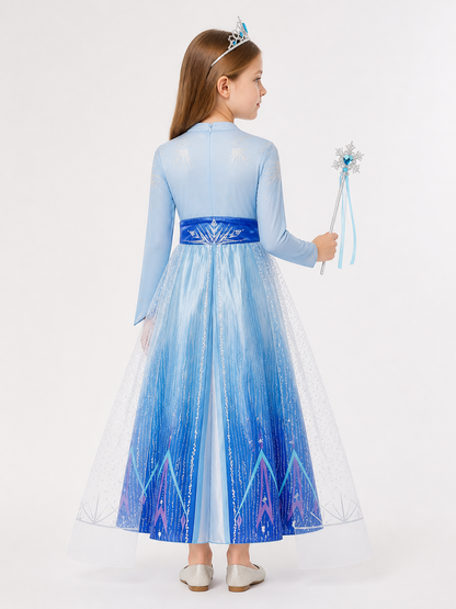 Blue and White Princess Costume for Halloween back view