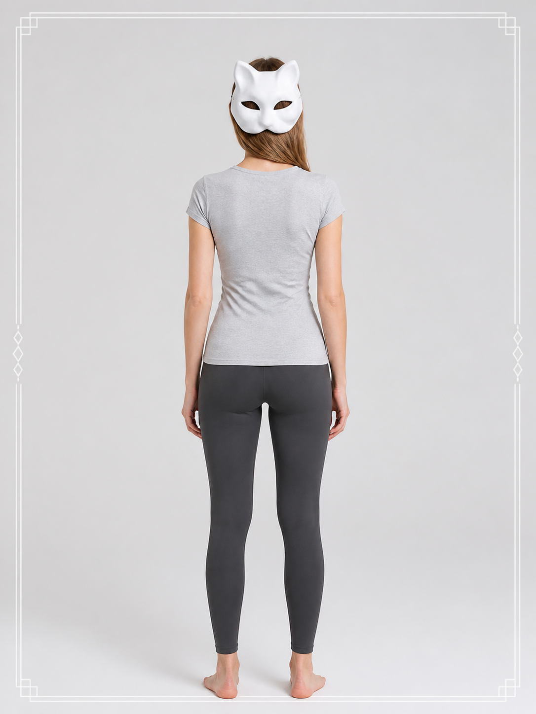 White Cat Half-Mask Halloween Costume Mask back view