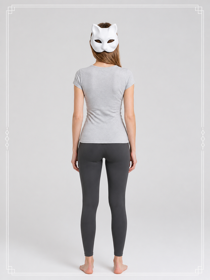 White Cat Half-Mask Halloween Costume Mask back view