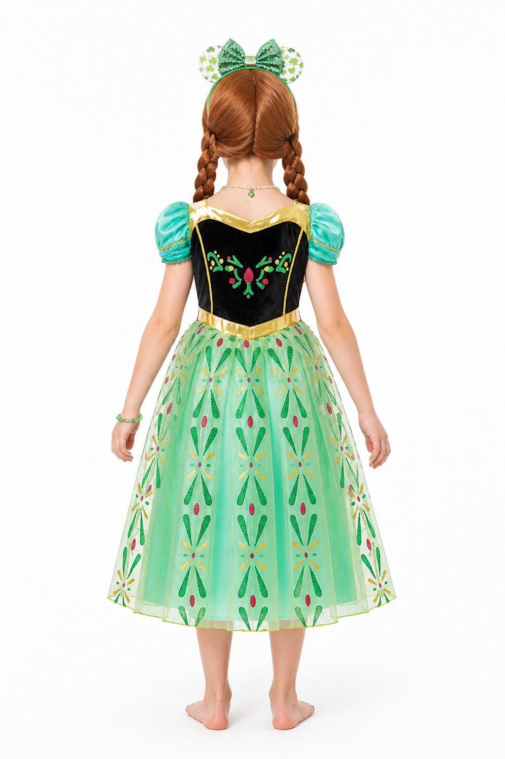 Children's Costume with Full Skirt and Jewelry back view