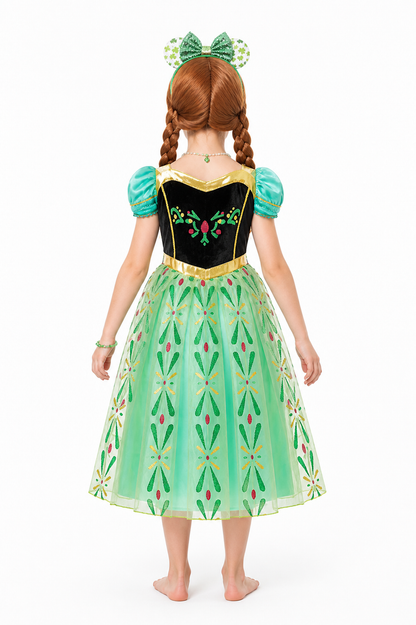 Children's Costume with Full Skirt and Jewelry back view