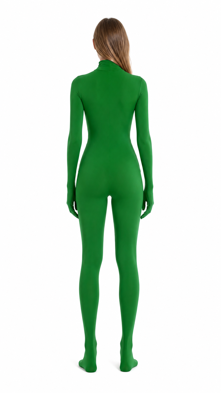 Green Jumpsuit with Covered Hands and Feet back view