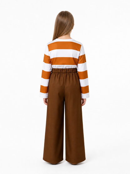 Children’s Inside Out 2 Costume: Striped Top and Pants back view