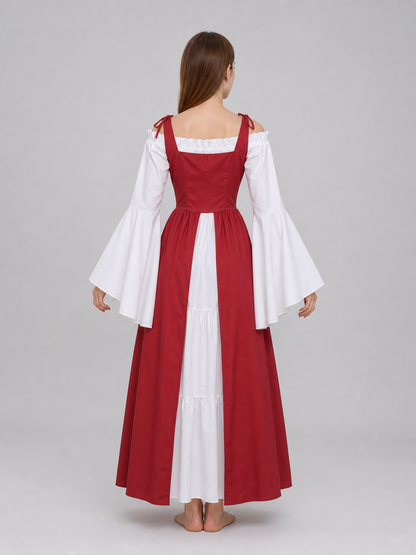Red and White Renaissance-Style Medieval Dress