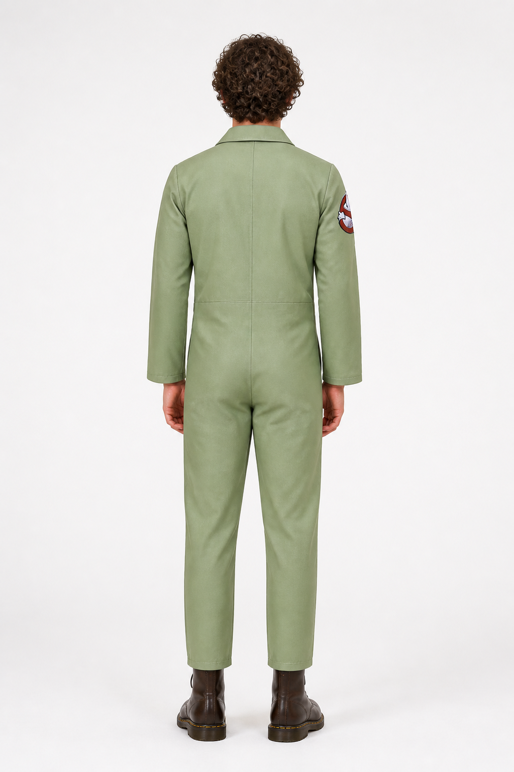 Light Green Jumpsuit with Zipper and Pockets back view