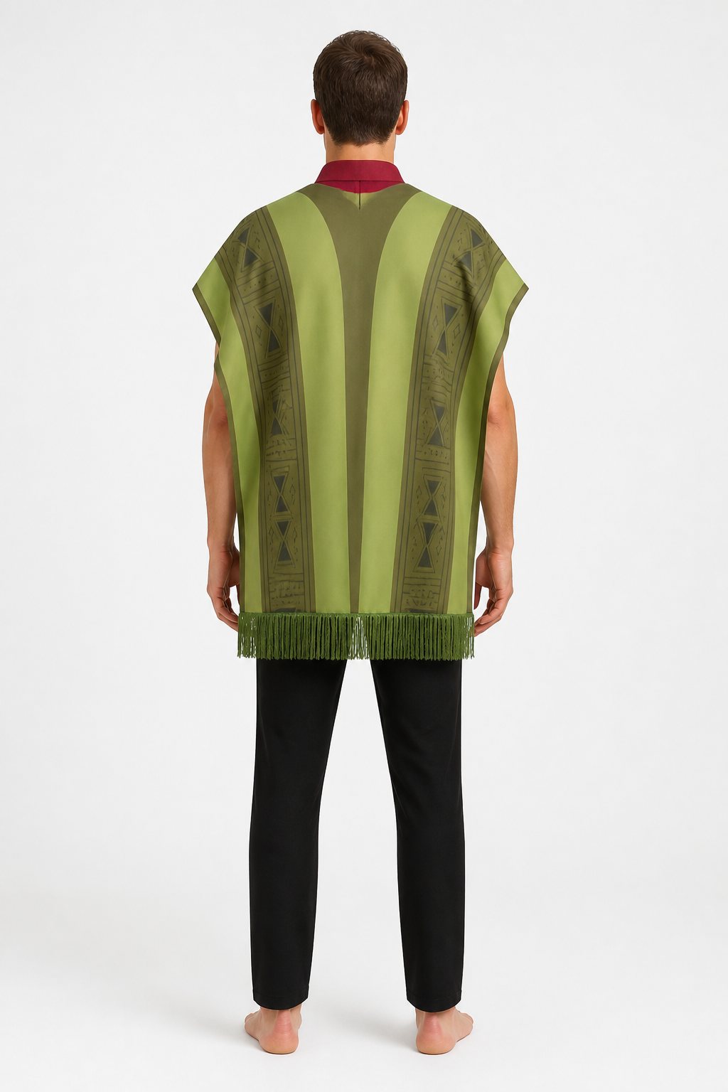 Cape Cloak with Stand Collar and Fringe for Carnival back view