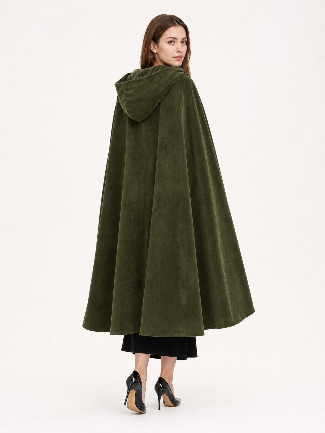 Long Green Hooded Costume Cloak