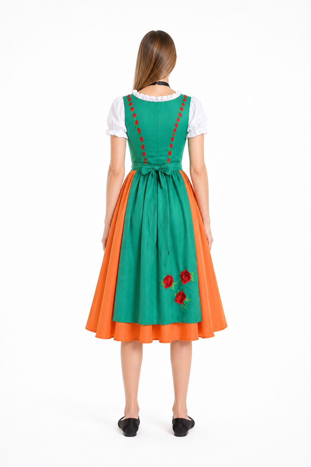 Oktoberfest Costume with Embroidery and Lacing back view