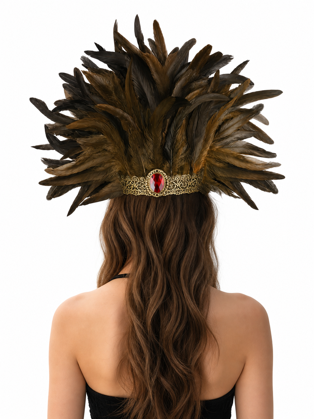 Carnival Headpiece with Mask and Feathers