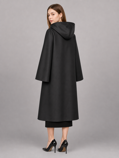 Black Hooded Carnival Cloak, Medieval Style