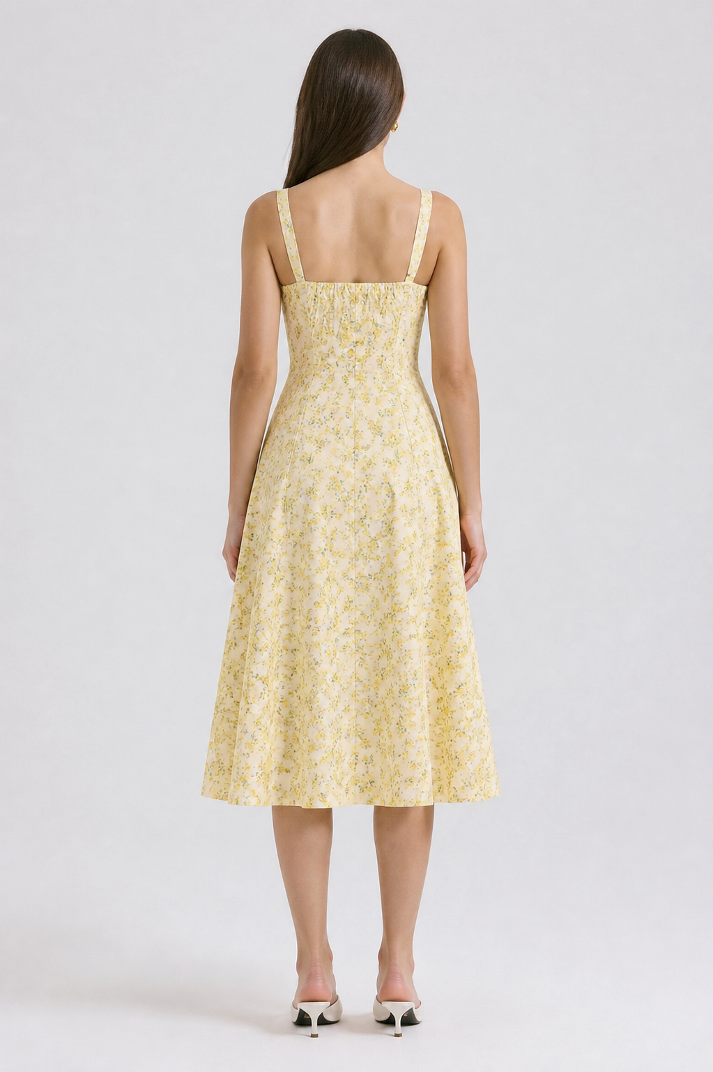 Midi Dress with Thin Straps and Slit