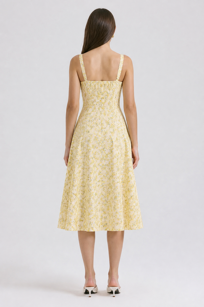 Midi Dress with Thin Straps and Slit