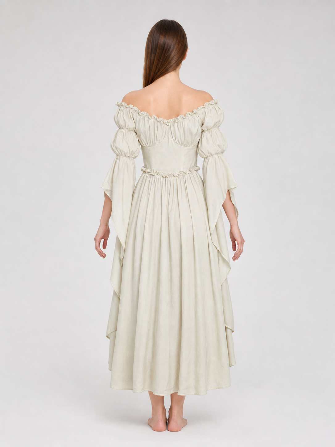 Long Vintage-Style Ruffled Dress