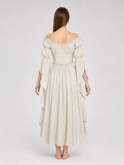 Long Vintage-Style Ruffled Dress