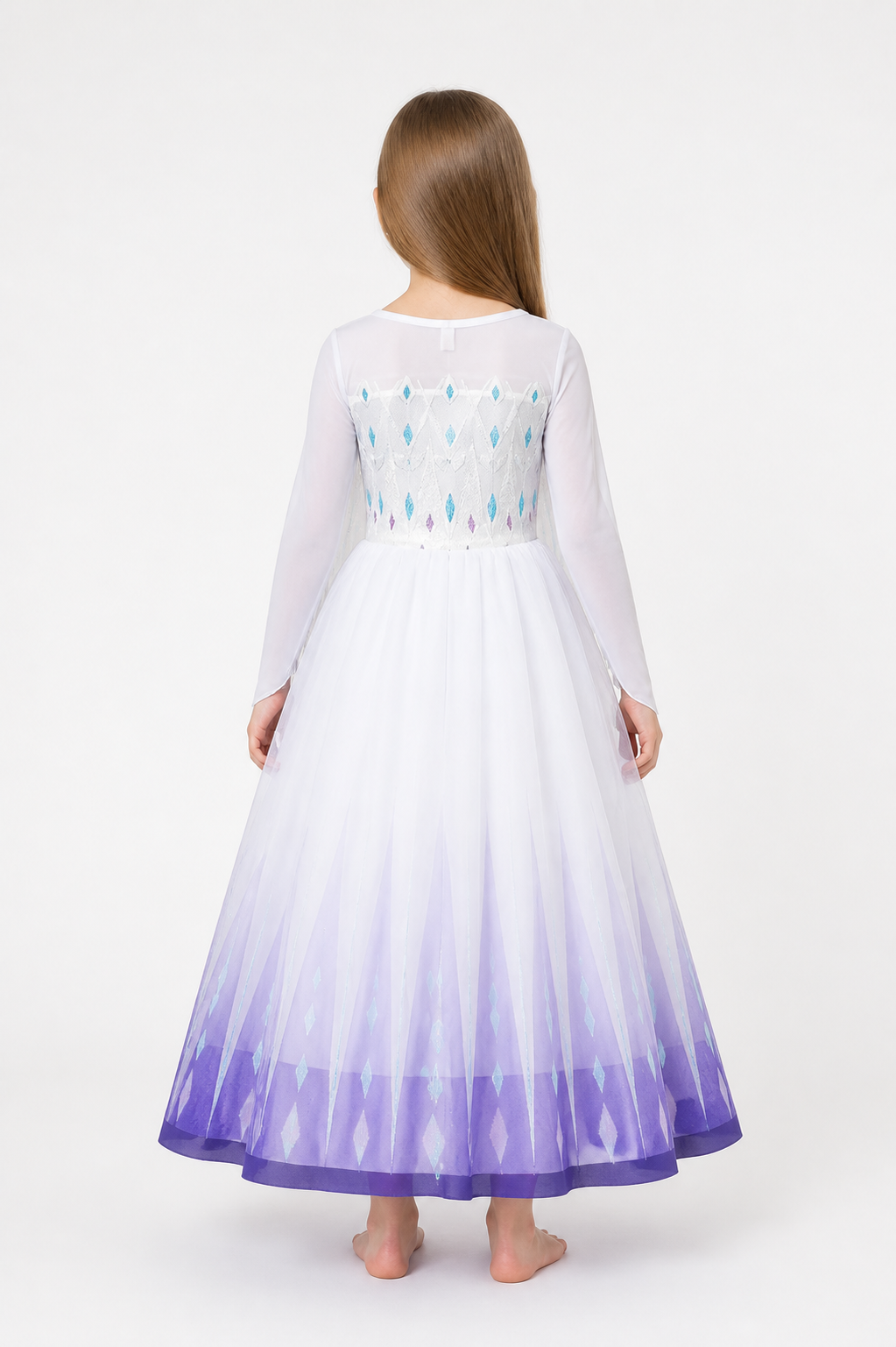 Long Elsa Dress with Mesh for Halloween back view