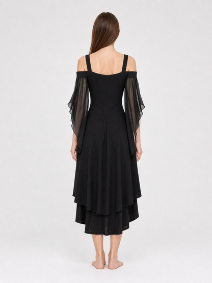 Gothic Strappy Dress with Lace-Up Front