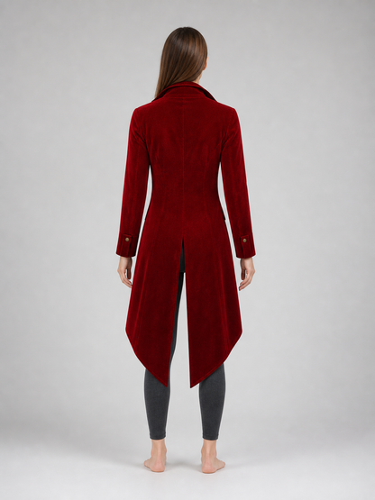 Vintage-Style Burgundy Long Tailcoat
