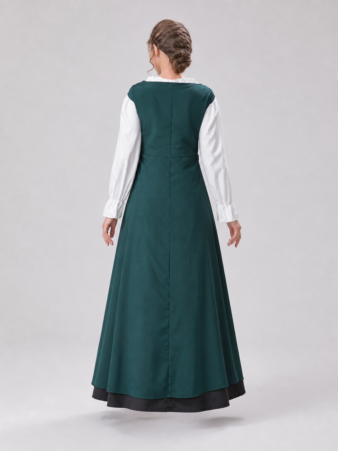 Retro Court-Style Dress with Headpiece back view