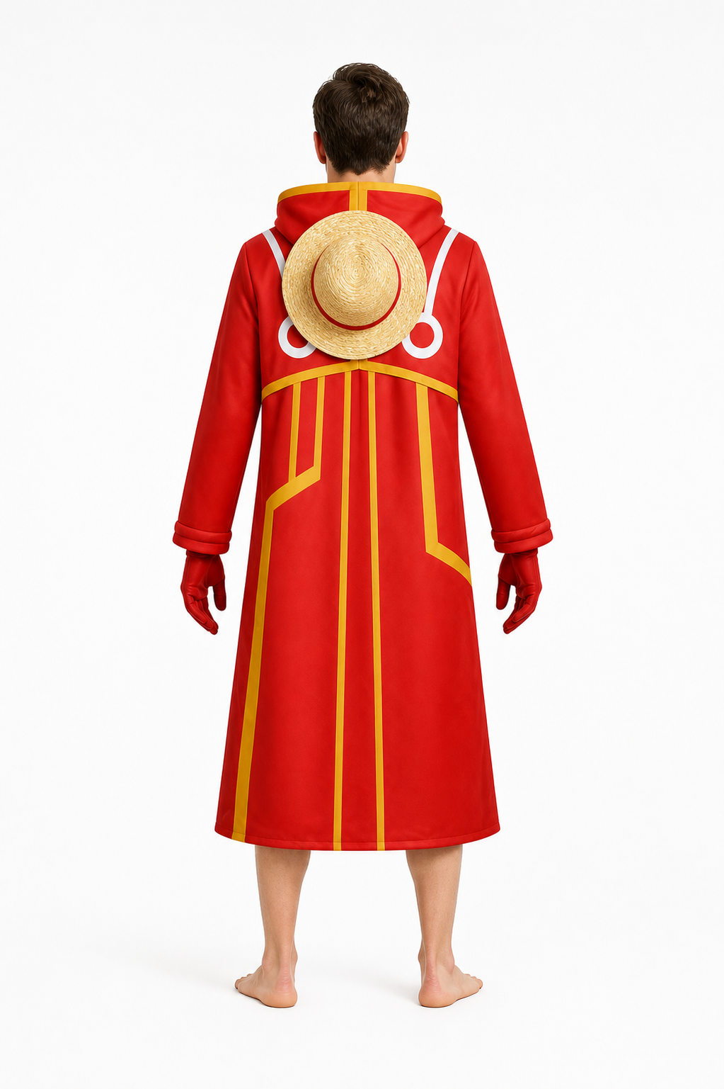 Red Long Hooded Cosplay Costume back view