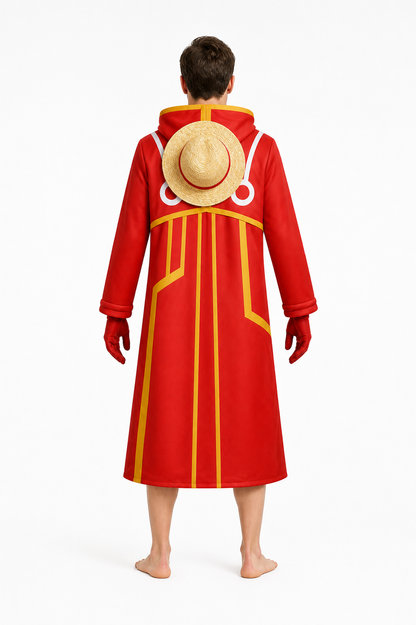 Red Long Hooded Cosplay Costume back view