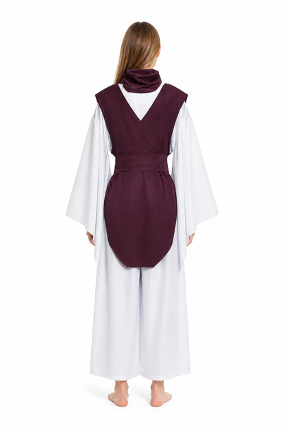 Wizard Costume with Wide Sleeves, Burgundy and White back view