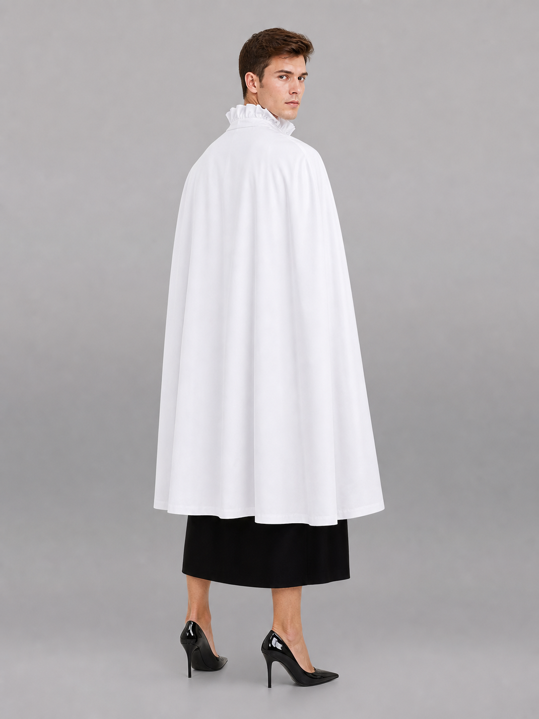 White Shirt with Jabot in Vintage Formal Style