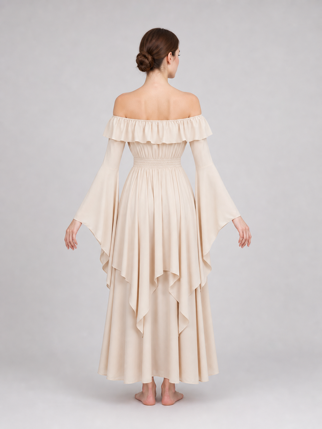 Long Off-the-Shoulder Dress with Ruffles