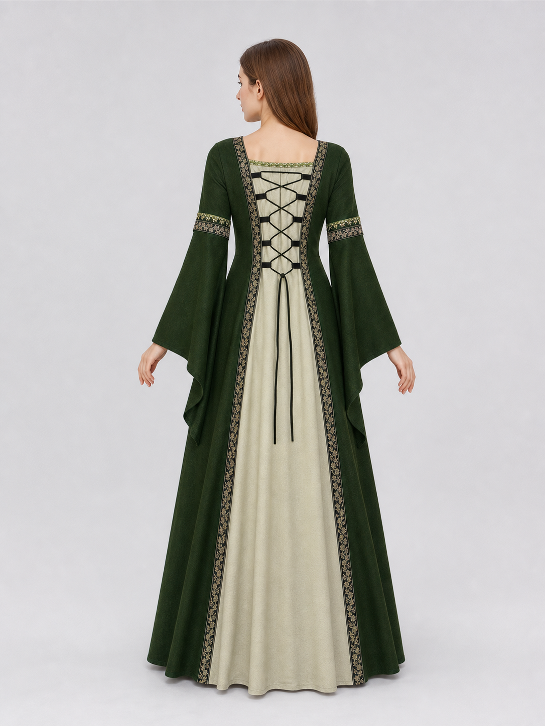 Historical Renaissance Long Dress with Lace-Up Detail