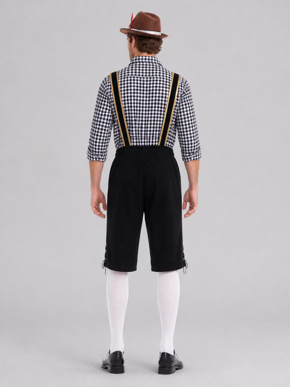 Bavarian Oktoberfest Costume with Suspenders back view
